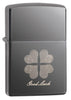 Good Luck Design Black Ice Windproof Lighter facing forward at a 3/4 angle