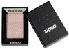 Zippo Lighter Highly Polished Rose Gold Geometric Pattern Waves Logo Online Only in Opened Gift Box