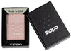 Zippo Lighter Highly Polished Rose Gold Geometric Pattern Waves Logo Online Only in Opened Gift Box