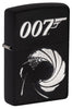 Widok z przodu pod kątem 3/4 Zapalniczka Zippo James Bond 007 Czarny mat z nadrukiem tekstury Logo Tylko online
