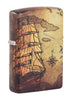 Widok z przodu kąt 3/4 zapalniczka Zippo White Matte 540° Color Image z piracką mapą i statkiem