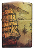 Widok z przodu zapalniczka Zippo White Matte 540° Color Image z piracką mapą i statkiem
