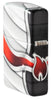 Widok z tyłu kąt 3/4 zapalniczka Zippo White Matte Color Image 540 stopni z płomieniem Zippo