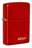 Widok z przodu 3/4 Kątowa zapalniczka Zippo Metallic Red z wygrawerowanym logo Zippo