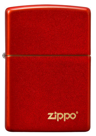 Widok z przodu Zapalniczka Zippo Metallic Red z wygrawerowanym logo Zippo