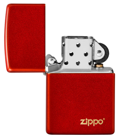 Zapalniczka Zippo Metallic Red Grawerowana z logo Zippo Otwierana bez płomienia