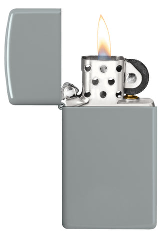 Zapalniczka Zippo Slim Flat Grey Grey Matt otwierana płomieniem