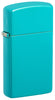 Widok z przodu Zapalniczka Zippo 3/4 kątowa Slim Flat Turquoise model podstawowy