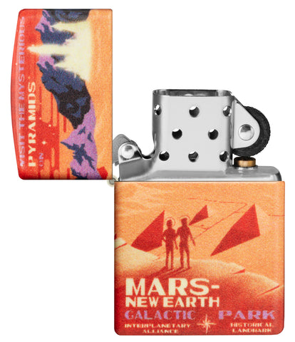 Zapalniczka Zippo 540 stopni czerwony Marsjański krajobraz z dwoma astronautami Tylko online otwarty bez płomienia