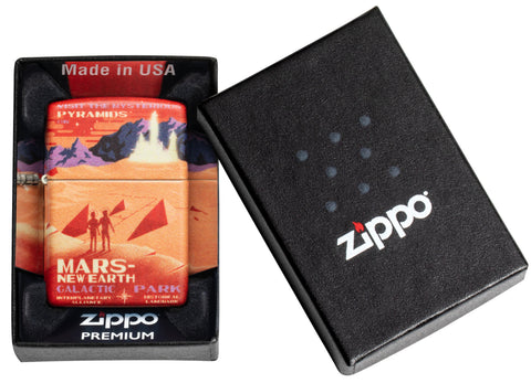 Zapalniczka Zippo 540 stopni czerwieni Marsjański krajobraz z dwoma astronautami Tylko online w otwartym pudełku premium