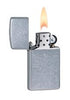 Zapalniczka Zippo Slim Street Chrome otwarta z płomieniem