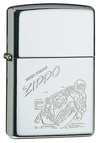 Vue de trois quarts du briquet tempête Zippo Zippo 250 Moto