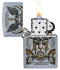 Zapalniczka Zippo chrom Odyn w hełmie otwarta z płomieniem