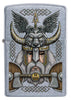 Widok z przodu zapalniczka Zippo chrom Odyn w hełmie