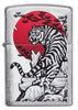 Zapalniczka Zippo chrom z azjatyckim tygrysem na tle czerwonego słońca 