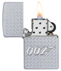Zapalniczka Zippo chrom James Bond z logo 007 otwarta z płomieniem