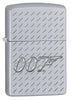 Widok z przodu kąt 3/4 zapalniczka Zippo chrom James Bond z logo 007 