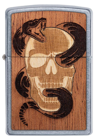 Widok z przodu zapalniczka Zippo Woodchuck czaszka z wężem