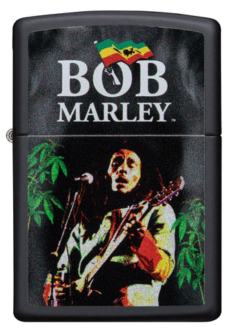 Widok z przodu zapalniczka Zippo czarna Bob Marley z gitarą