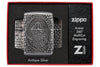Zapalniczka Zippo chrom antyczny z głęboko wygrawerowanym św. Krzysztofem w otwartym luksusowym pudełku