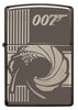 Widok z przodu zapalniczka Zippo szara błyszcząca James Bond 007