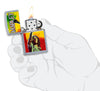 Zapalniczka Zippo chrom Bob Marley z podniesioną pięścią otwarta z płomieniem w stylizowanej dłoni