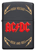 Widok z przodu zapalniczka Zippo okładka AC/DC Black Matte, High Voltage Rock and Roll Logo