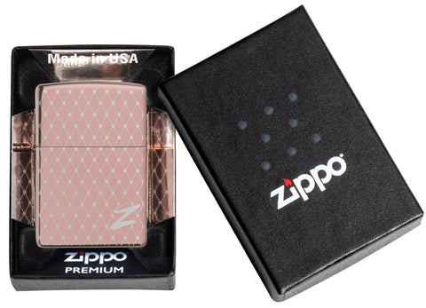Zapalniczka Zippo 360-stopniowa grawerowana laserowo konstrukcja z różowego złota z logo Zippo Online Tylko w otwartym pudełku Premium