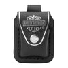 Widok z przodu Zippo Harley-Davidson® Leather Pouch czarny z zamknięciem na zatrzask