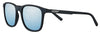 Zippo Okulary przeciwsłoneczne Widok z przodu ¾ Angle z szarymi soczewkami i wąską kwadratową oprawką w kolorze czarnym z białym logo Zippo