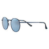 Okulary przeciwsłoneczne Zippo Widok z przodu ¾ kąta z okrągłymi soczewkami i cienką metalową oprawką w kolorze niebieskim