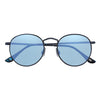 Okulary przeciwsłoneczne Zippo Widok z przodu z okrągłymi soczewkami i cienką metalową oprawką w kolorze niebieskim