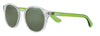 Okulary przeciwsłoneczne Zippo Widok z przodu ¾ kąta z przezroczystą oprawką, soczewkami i zausznikami w kolorze zielonym