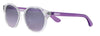 Okulary przeciwsłoneczne Zippo Widok z przodu ¾ kąta z przezroczystą oprawką, soczewkami i zausznikami w kolorze fioletowym