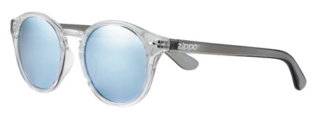 Zippo Okulary przeciwsłoneczne widok z przodu ¾ kąta z przezroczystą oprawką i zausznikami, czarne