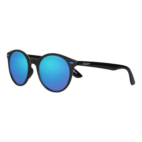 Okulary 3/4 kątowe Zippo z czarnymi oprawkami i niebieskimi soczewkami Panto