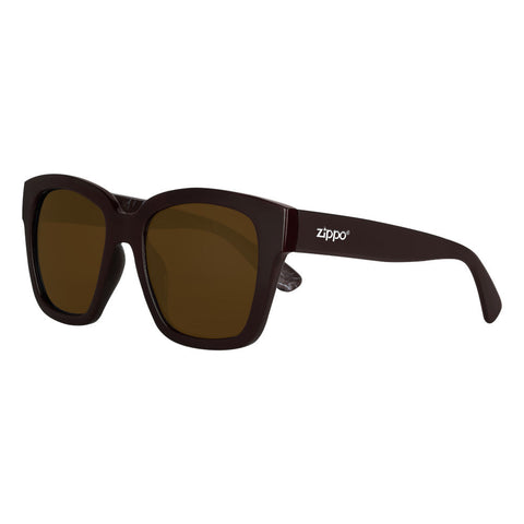 Widok z przodu 3/4 kątowe okulary przeciwsłoneczne Zippo Duże brązowe soczewki z brązowymi oprawkami