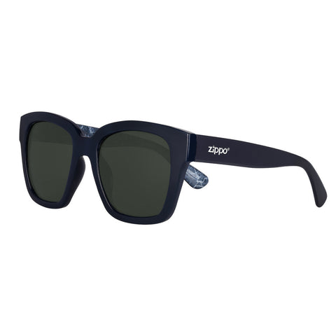 Widok z przodu 3/4 kątowe okulary Zippo Duże czarne soczewki z niebieskimi oprawkami